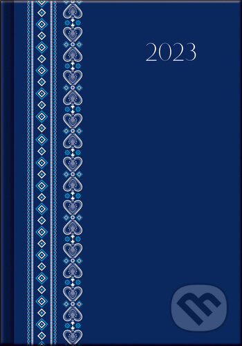 Denní diář A5 cz/sk Print Folk modrý, BB/art, 2022