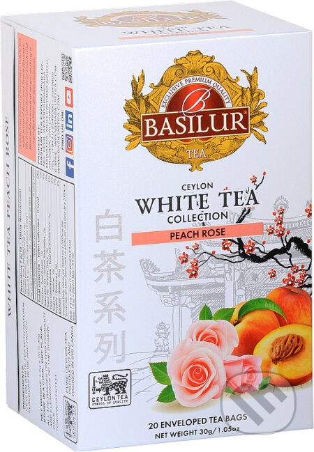 BASILUR White Tea Peach Rose 20x1,5g, Bio - Racio, 2022