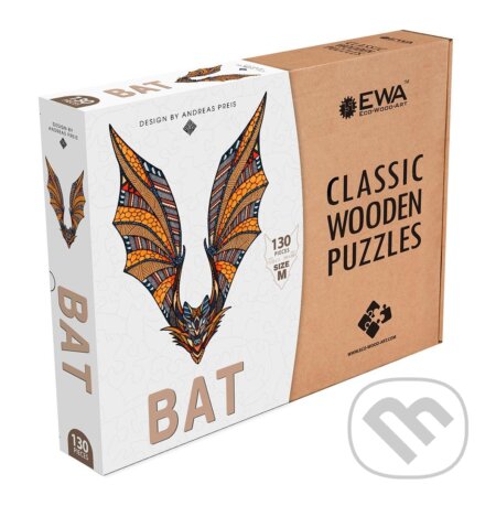 Drevené puzzle – netopier veľkosť M craft box, ECO WOOD ART, 2022