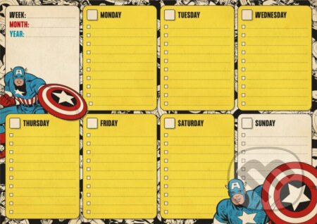 Stolová plánovacia A4 podložka na stôl Marvel: Captain America, , 2022