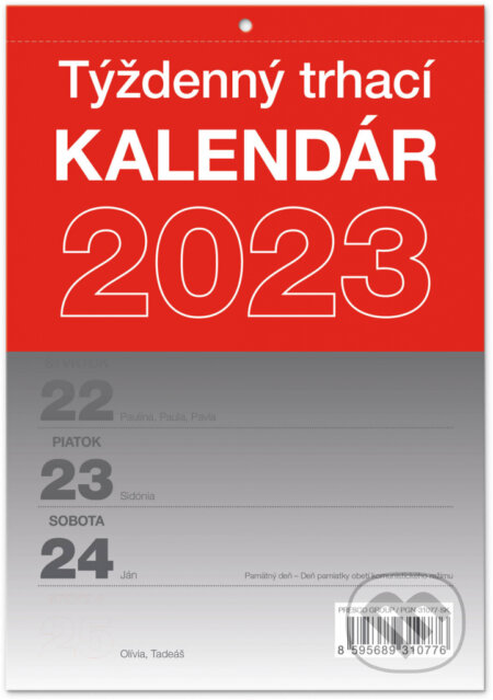 Nástenný Trhací týždenný kalendár 2023, Presco Group, 2022