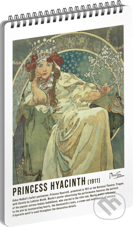 Spirálový blok Alfons Mucha - Princess Hyacinth (linkovaný, A5)