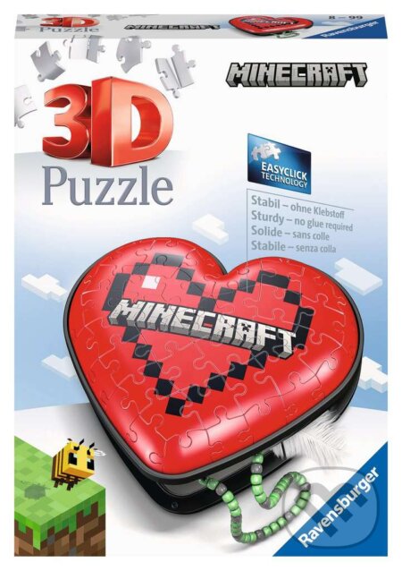 3D Srdce Minecraft - puzzle z kategorie 15 - 60 dílků