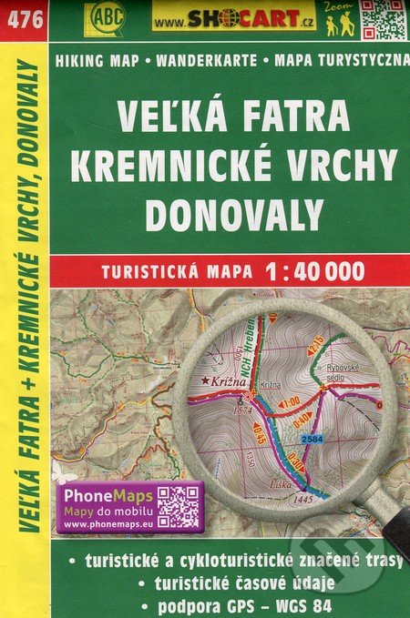 Veľká Fatra, Kremnické vrchy, Donovaly 1:40 000 - turistická mapa  č. 476, SHOCart, 2020