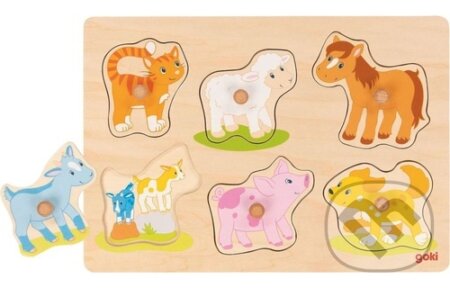 Zvířátka ze statku (Dřevěná vkládačka) - puzzle z kategorie Maxi dílky