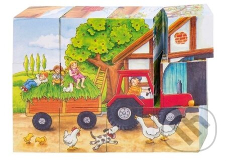 Dřevěné kostky: Roční období na statku (12 kostek) - hra z kategorie Stavebnice