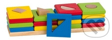 Skládačka 4 barevné věže z tvarů - hra z kategorie Stavebnice