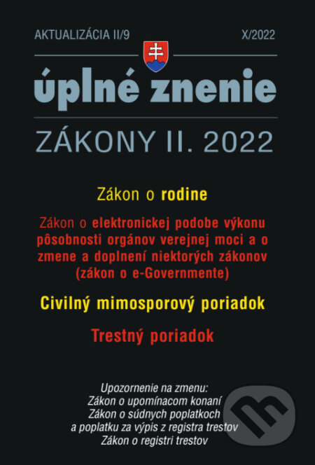 Aktualizácia II/9 / 2022 - e-Government a Civulný mimosporový poriadok, Poradca s.r.o., 2022