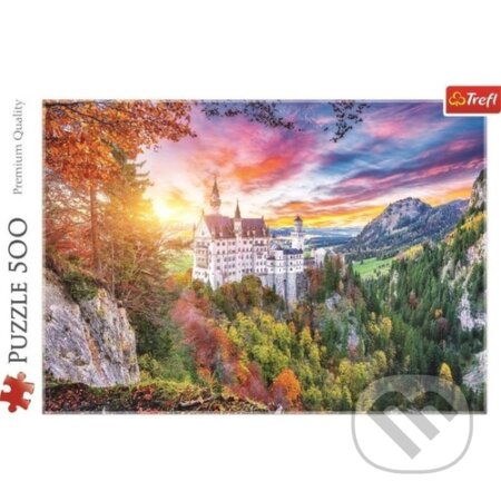 Pohled na zámek Neuschwanstein, Německo - puzzle z kategorie Města a stavby