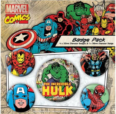Set 5ks odznakov Marvel: Retro Hulk, , 2015
