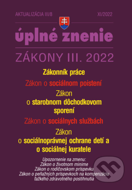 Aktualizácia III/8 / 2022 - Zákonník práce, Poradca s.r.o., 2022