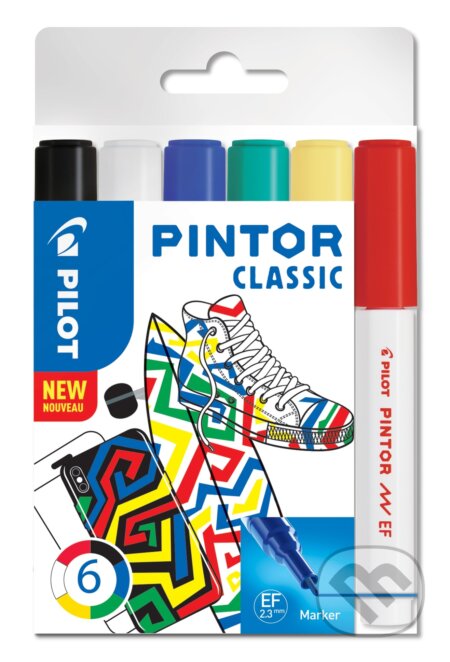 Sada 6 kusov akrylových popisovačov Pintor, (EF) extra tenký, Classic, PILOT, 2022