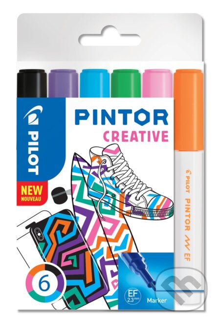 Sada 6 kusov akrylových popisovačov Pintor, (EF) extra tenký, creative, PILOT, 2022