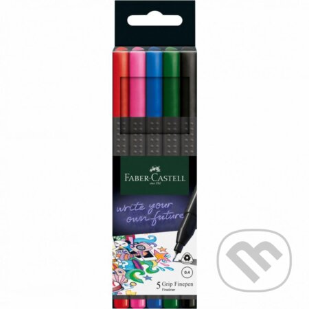 Popisovače Grip Finepen 0,4 mm, 5ks farebné Basic