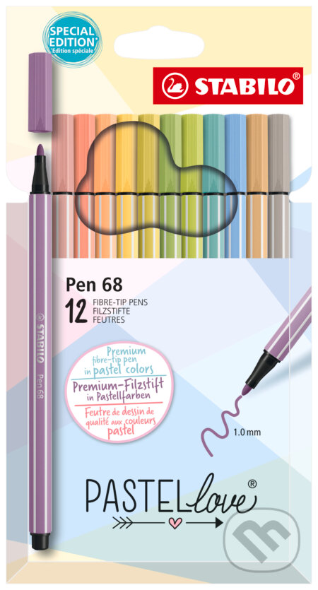 Prémiový vláknový fix - STABILO Pen 68 - Pastellove  - 12 ks, STABILO, 2023