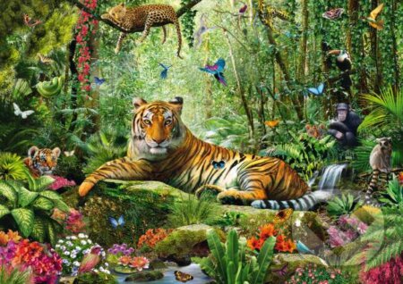 Tiger v džungli - puzzle z kategorie Zvířata