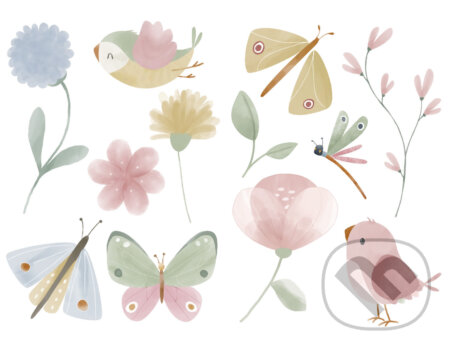 Samolepky na stenu: Kvety a motýle, Little Dutch, 2023