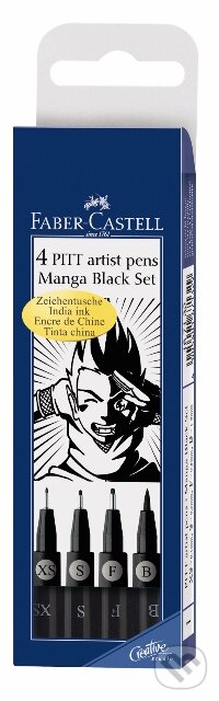 PITT umelecké fixky Manga Black set, 4ks, Faber-Castell, 2020