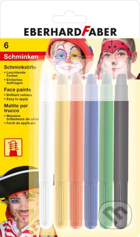 Farby na tvár v ceruzke, 6 kusov, vysúvacie, Eberhard Faber