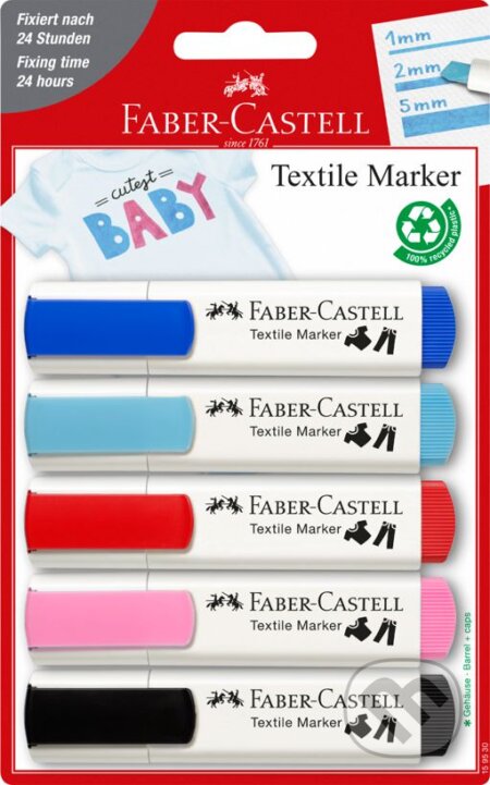 Popisovače na textil set 5 kusov - Baby Party, Faber-Castell