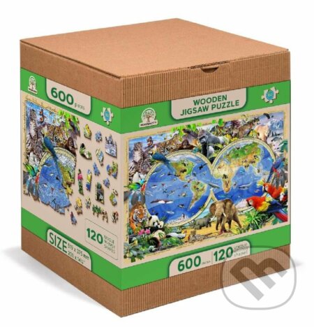 Mapa Království zvířat XL (Dřevěné puzzle) - puzzle z kategorie Zvířata
