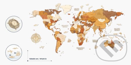 Nástenná drevená mapa sveta (L150 - TRAVELER)