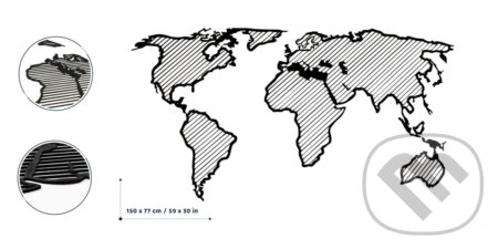 Dizajnová drevená mapa sveta LINE, 68travel, 2023