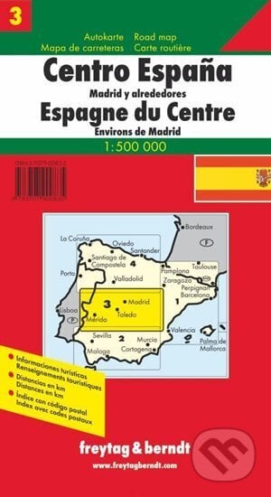 Spanien Mitte, Central Spanin/Španělsko,střed 1:500 000/automapa, freytag&berndt