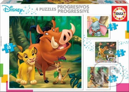 Disney pohádky 4v1 - puzzle z kategorie 15 - 60 dílků