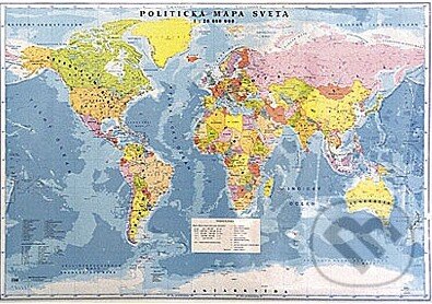 Svet - nástenná politická mapa 1:20 000 000, VKÚ Harmanec