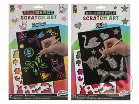 Vyškrabávací obrázky - třpytivé/duhové (mix motivů)