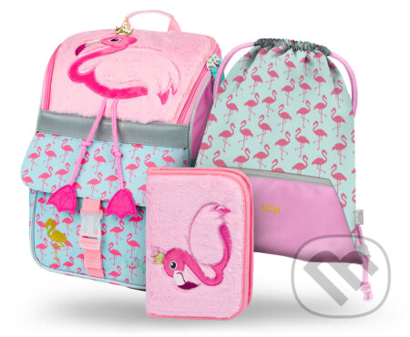 Školní set Baagl Zippy Plameňák (set 3) (aktovka, penál, sáček na obuv)