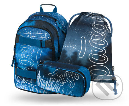 Školní set Baagl Skate Steel (set 3) (aktovka, penál, sáček na obuv)