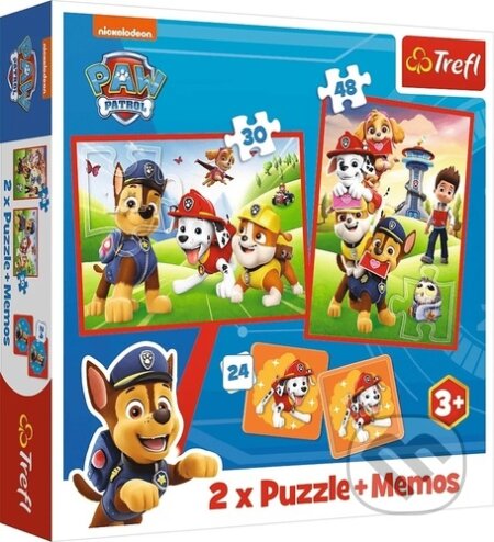 Sada 3v1 Tlapková patrola v akci (2x puzzle + pexeso) - puzzle z kategorie 15 - 60 dílků