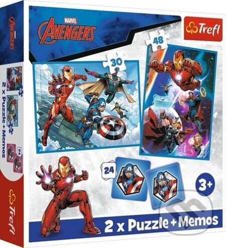 Sada 3v1 Avengers Hrdinové v akci (2x puzzle + pexeso), Trefl, 2023
