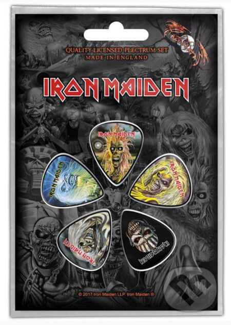 Gitarové trsátka Iron Maiden: The Faces Of Eddie set 5 ks, Iron Maiden, 2018