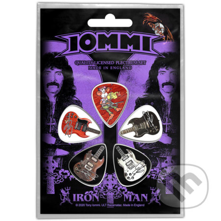 Gitarové trsátka Tony Iommi: Iron Man set 5 ks, Black Sabbath, 2021