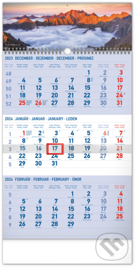 Nástenný kalendár 3-mesačný Tatry 2024, Notique, 2023