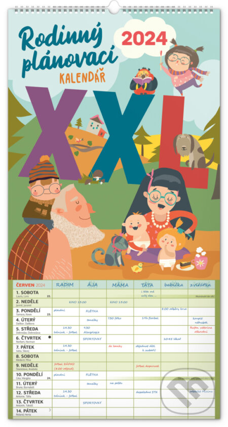 Nástěnný Rodinný plánovací kalendář XXL 2024, Notique, 2023