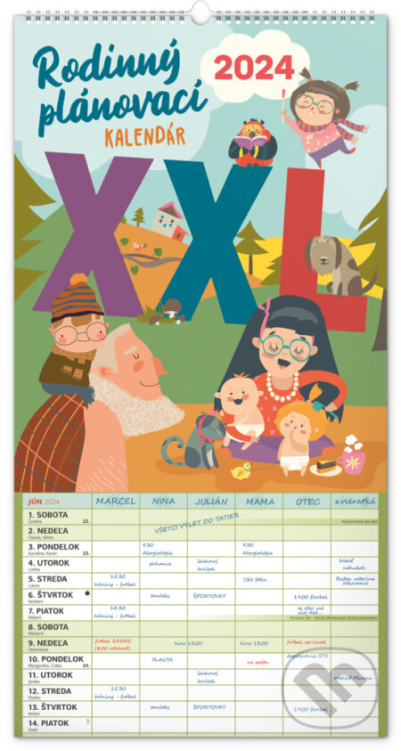 Nástenný Rodinný kalendár plánovací XXL 2024, Notique, 2023