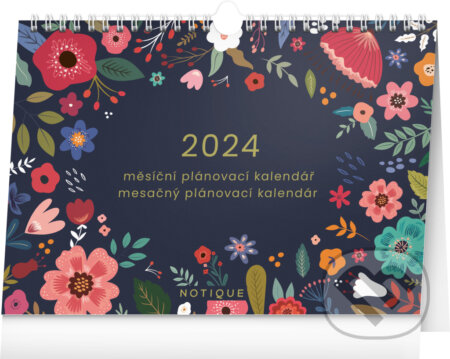 Stolní Měsíční plánovací kalendář Květy /stolový Mesačný plánovací kalendár Kvety 2024, Notique, 2023