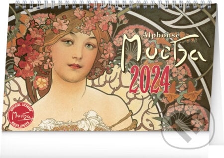 Stolní kalendář Alphosne Mucha 2024 - Alfons Mucha, Notique, 2023