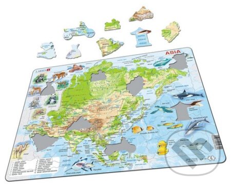 Ázia (so zvieratami) (A30) - puzzle z kategorie Naučné puzzle