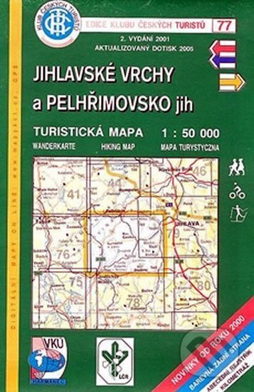 Jihlavské vrchy a Pelhřimovsko jih 1:50 000 - Turistická mapa - edice Klub českých turistů 77, freytag&berndt, 2003