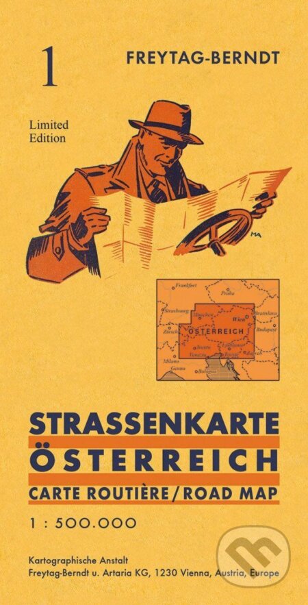 Rakousko 1:500 000 retro obálka / automapa, freytag&berndt, 2020