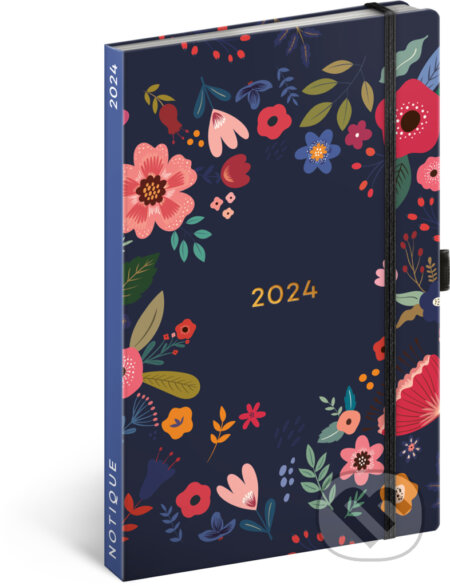 Týdenní diář Květiny v modrém 2024, Notique, 2023