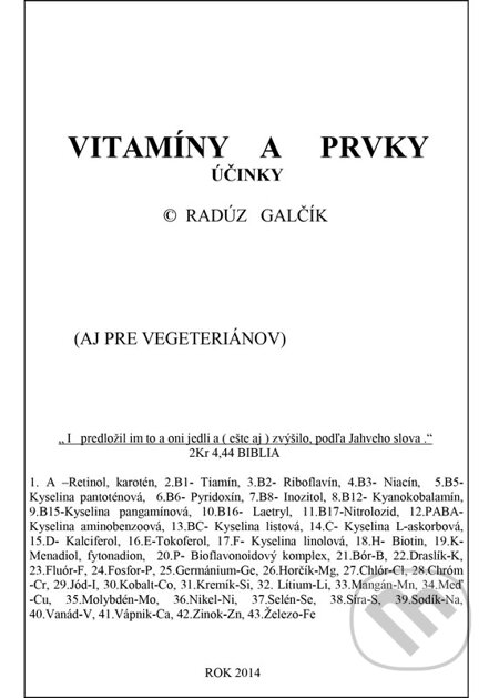 E-kniha: Vitamíny a prvky účinky (Radúz Galčík)