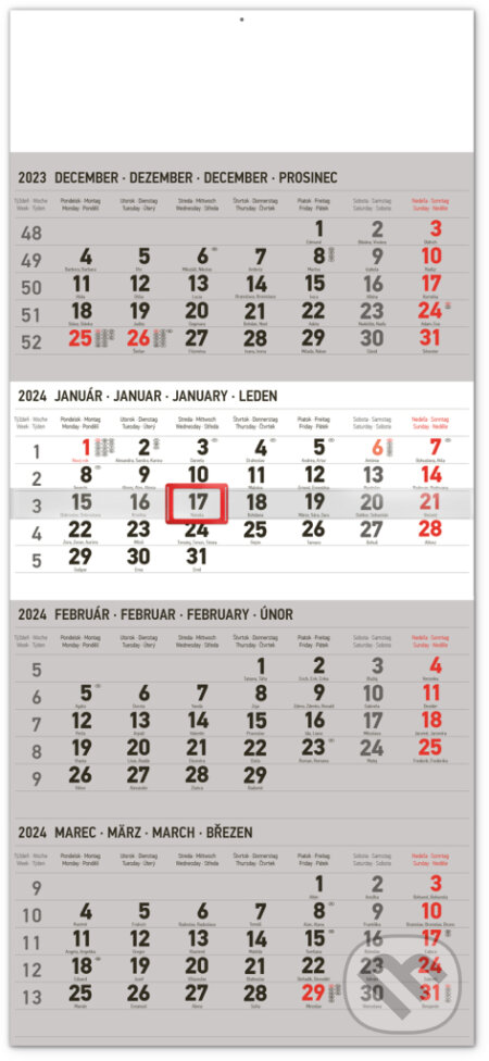 Nástenný kalendár 4-mesačný štandard 2024, Notique, 2023