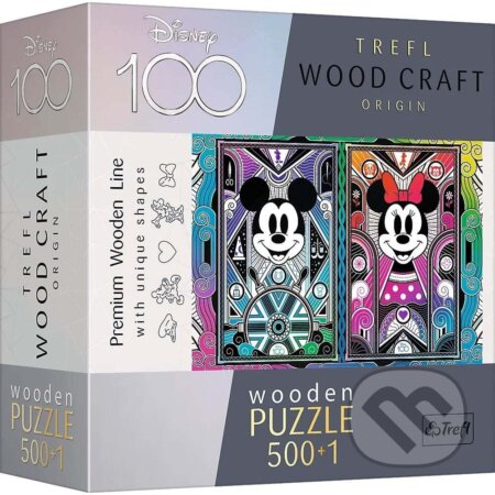 Drevené puzzle 501 - Mickey a Minnie Mouse (špeciálna edícia) - puzzle z kategorie 300 a víc dílků
