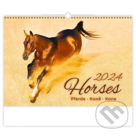 Kalendář nástěnný 2024 - Horses/Pferde/Koně/Kone, Helma365, 2023